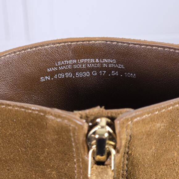 Preloved Tory Burch Sofia Logo Ring High Heel Ankle Suede Leather Booties Brown - Picture 4 of 12